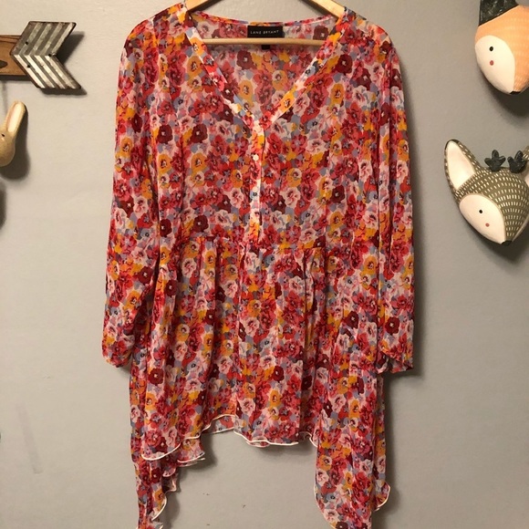 Lane Bryant button front babydoll blouse size 22/24P. - Picture 1 of 13